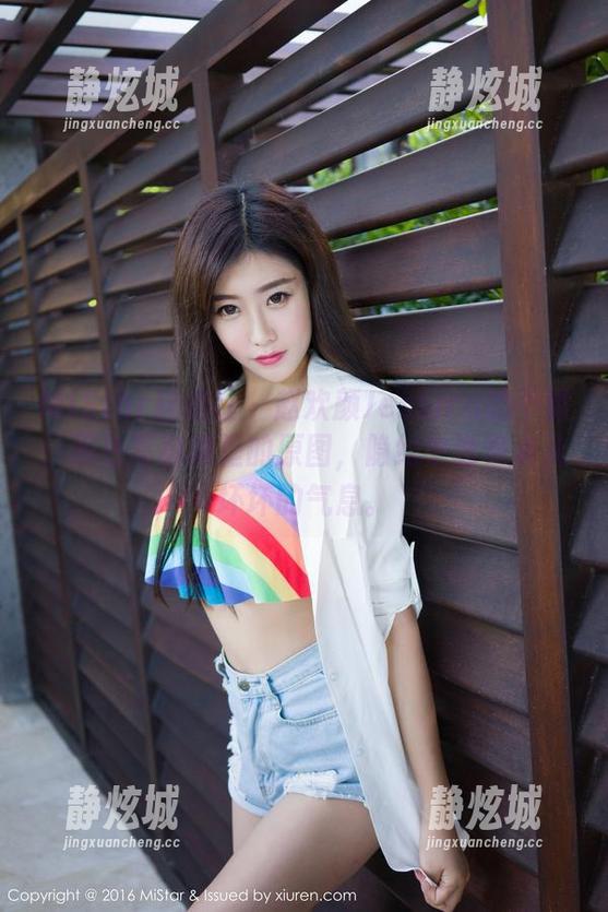 MiStar魅妍社 - 赵欢颜Jessica的不羁：黑色写真集里的原图，隐约中透着点儿坏坏的气息。